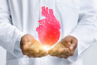 Physician with heart graphic Getty Images 1270372947