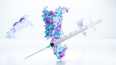 GLP1 molecule and syringe Getty Images 2180925562