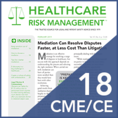 Hrm healthcare risk management 2018 cme ce