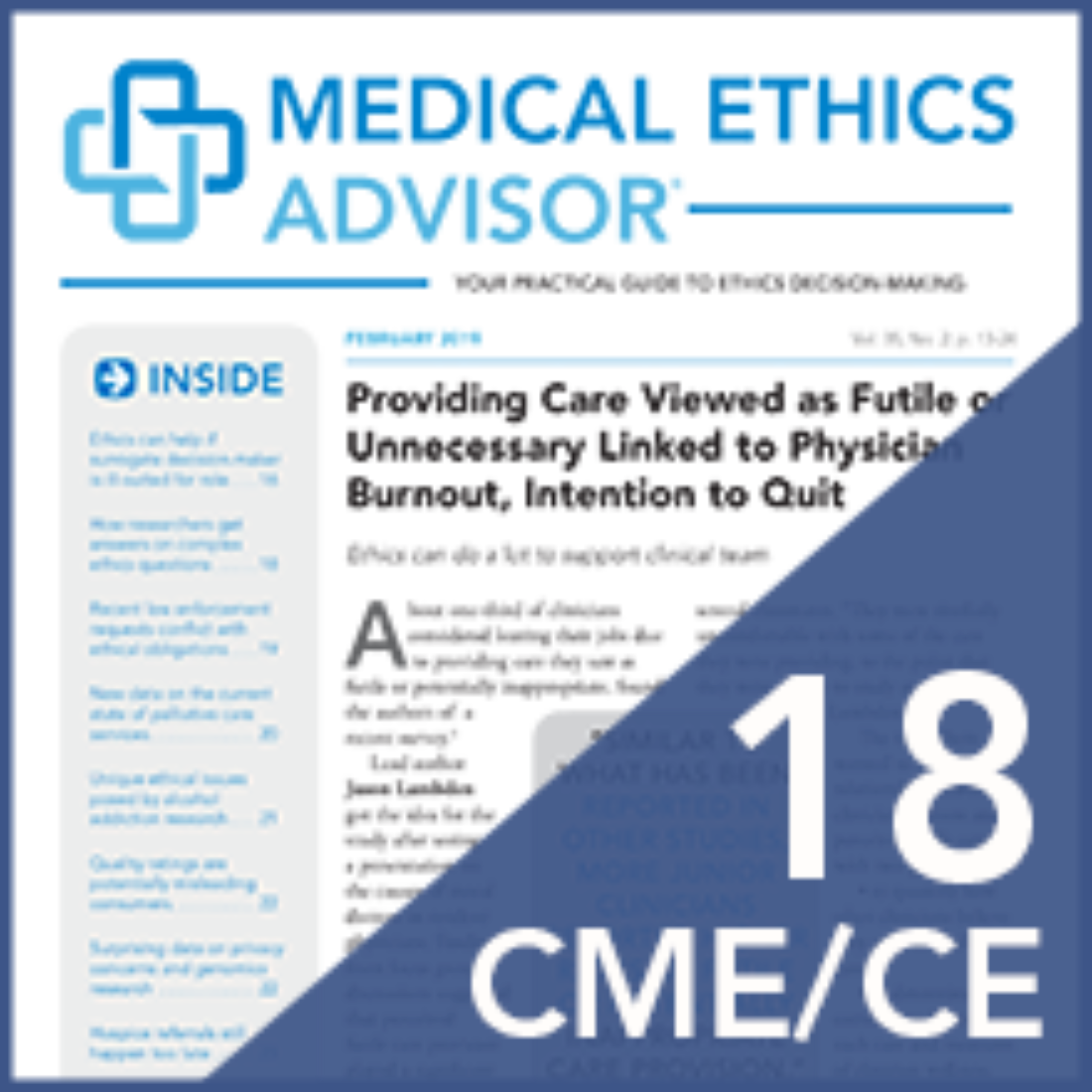 Medical Ethics Advisor 18 CME/CE Online Relias Media